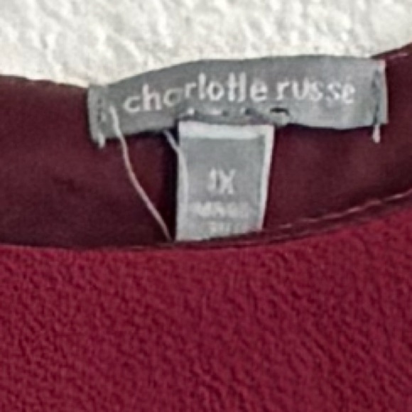 Charlotte Russe Burgundy Cold-Shoulder Halter Ruffles  Plus Size Chiffon Dress - Picture 7 of 10